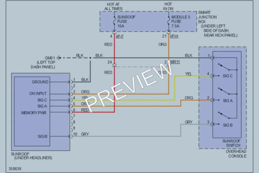 2012 Hyundai Elantra Power Top Sunroof wiring diagram preview