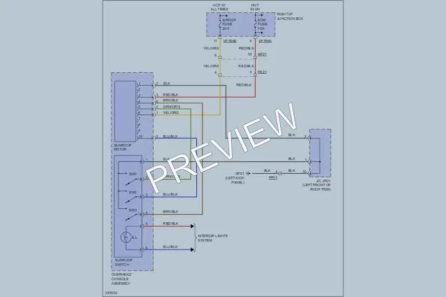2012 Hyundai Equus Power Top Sunroof wiring diagram preview