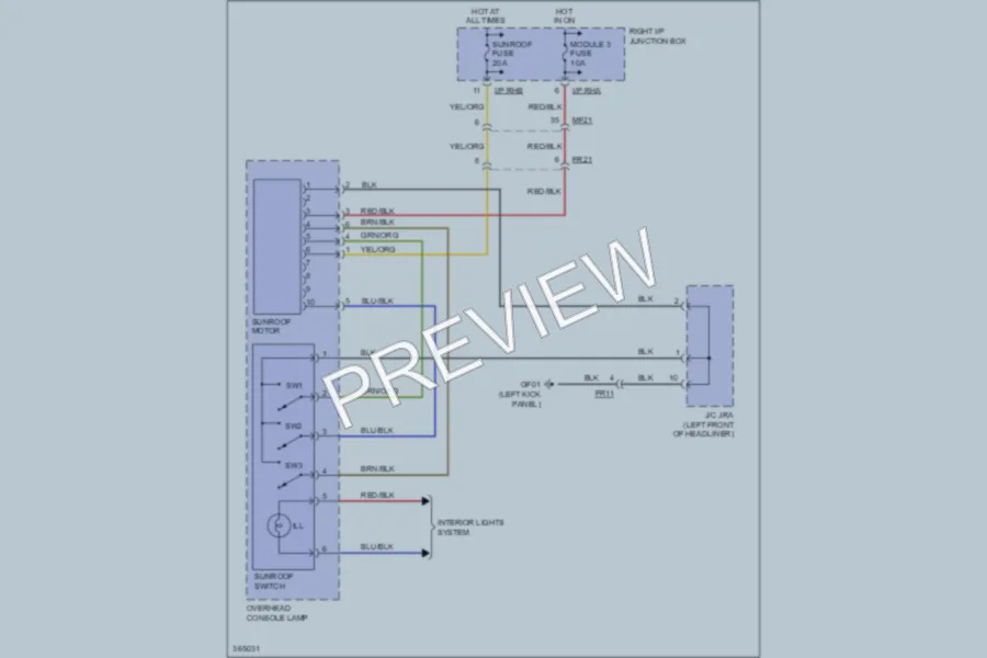2012 Hyundai Genesis Power Top Sunroof wiring diagram preview