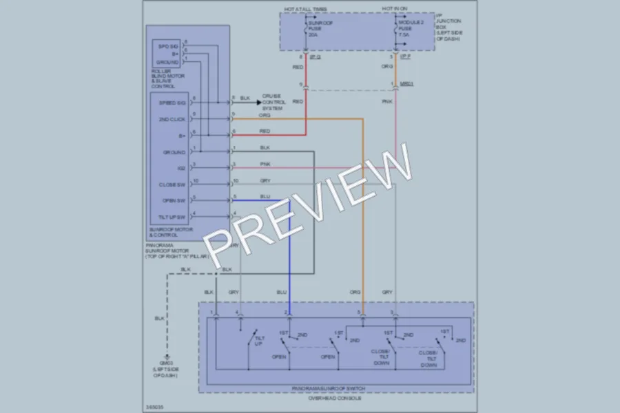 2012 Hyundai Sonata Power Top Sunroof wiring diagram preview