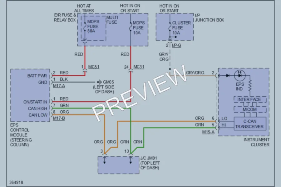 2012 Hyundai Tucson Electronic Power Steering wiring diagram preview