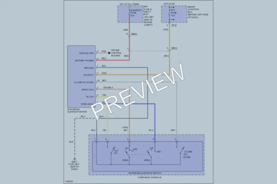 2012 Hyundai Veloster Power Top Sunroof wiring diagram preview