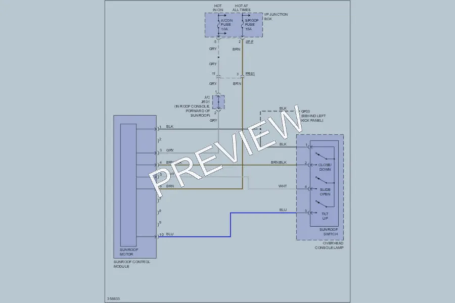 2012 Hyundai Veracruz Power Top Sunroof wiring diagram preview