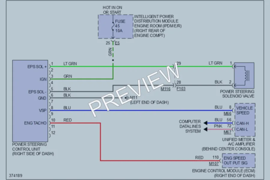 2012 Infiniti EX35 Electronic Power Steering wiring diagram preview