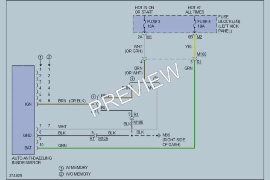 2012 Infiniti EX35 Power Mirrors wiring diagram preview