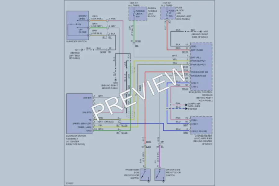 2012 Infiniti G25 Power Top Sunroof wiring diagram preview