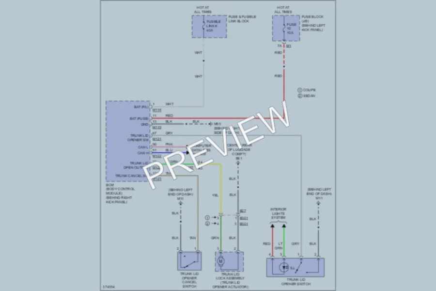 2012 Infiniti G25 Trunk Tailgate Fuel Door wiring diagram preview