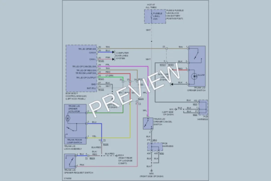 2012 Infiniti M35h Trunk Tailgate Fuel Door wiring diagram preview