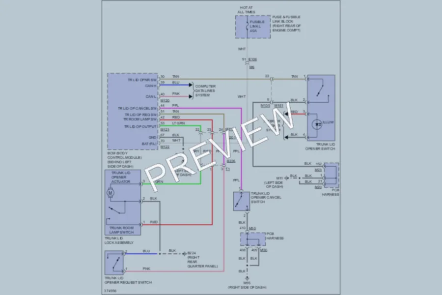 2012 Infiniti M37 Trunk Tailgate Fuel Door wiring diagram preview