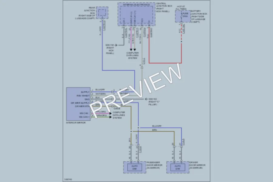 2012 Jaguar XFR Power Mirrors wiring diagram preview