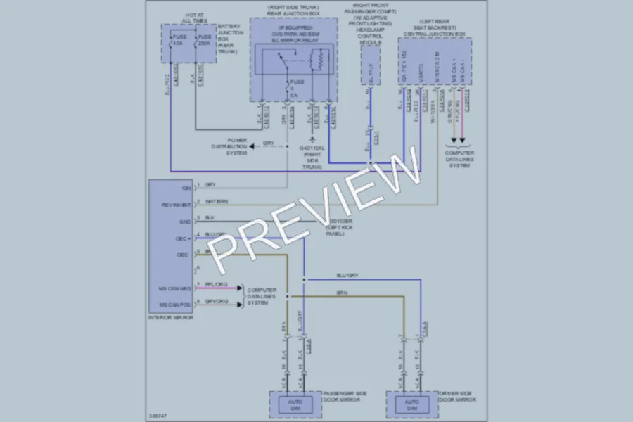 2012 Jaguar XJLSupercharged Power Mirrors wiring diagram preview