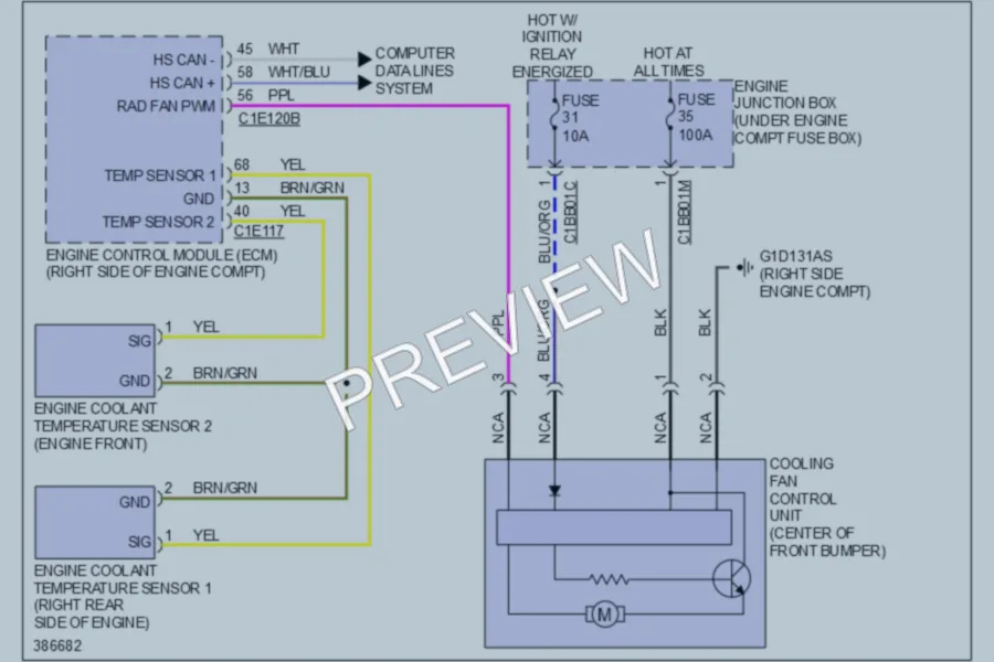 2012 Jaguar XJLSupersport Cooling Fan wiring diagram preview
