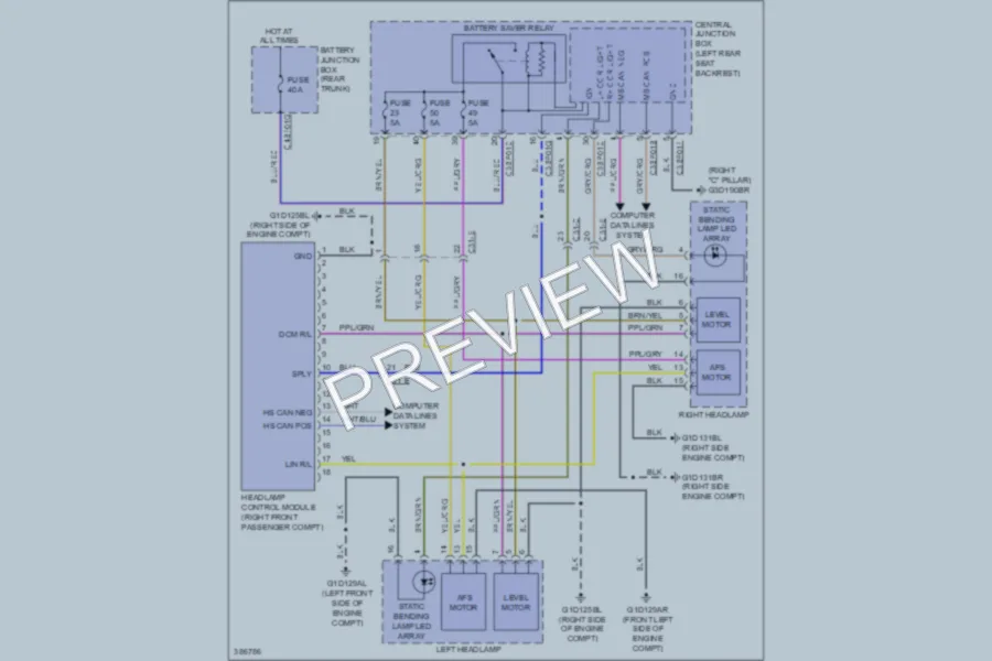 2012 Jaguar XJLSupersport Headlights wiring diagram preview