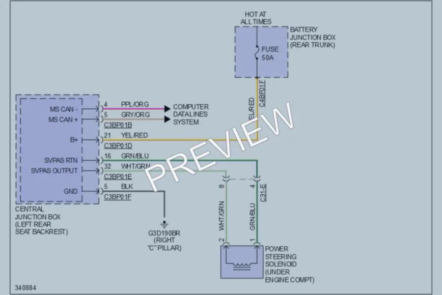 2012 Jaguar XJSupercharged Electronic Power Steering wiring diagram preview