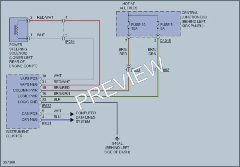 2012 Jaguar XKR Electronic Power Steering wiring diagram preview