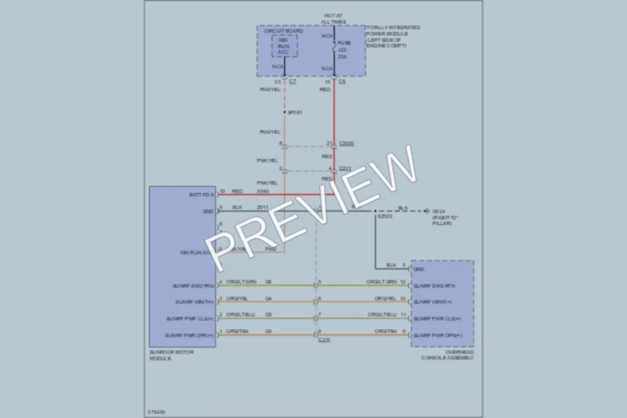 2012 Jeep GrandCherokee Power Top Sunroof wiring diagram preview
