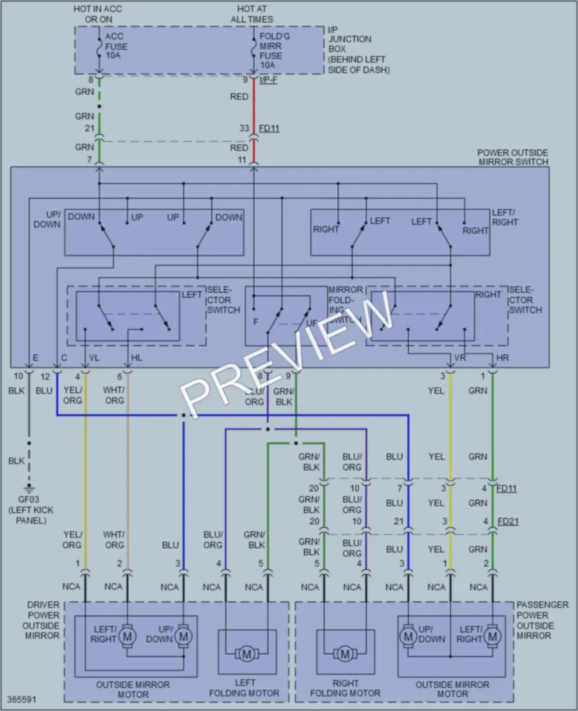 2012 Kia Rio Power Mirrors wiring diagram preview
