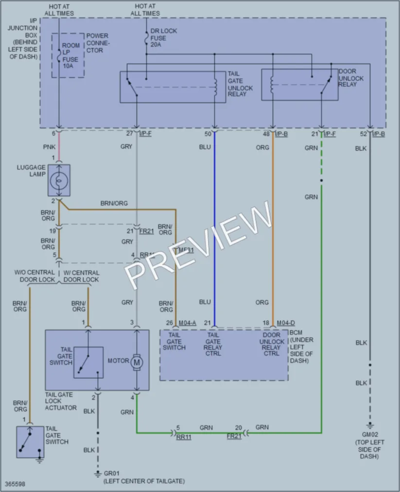 2012 Kia Rio Trunk Tailgate Fuel Door wiring diagram preview
