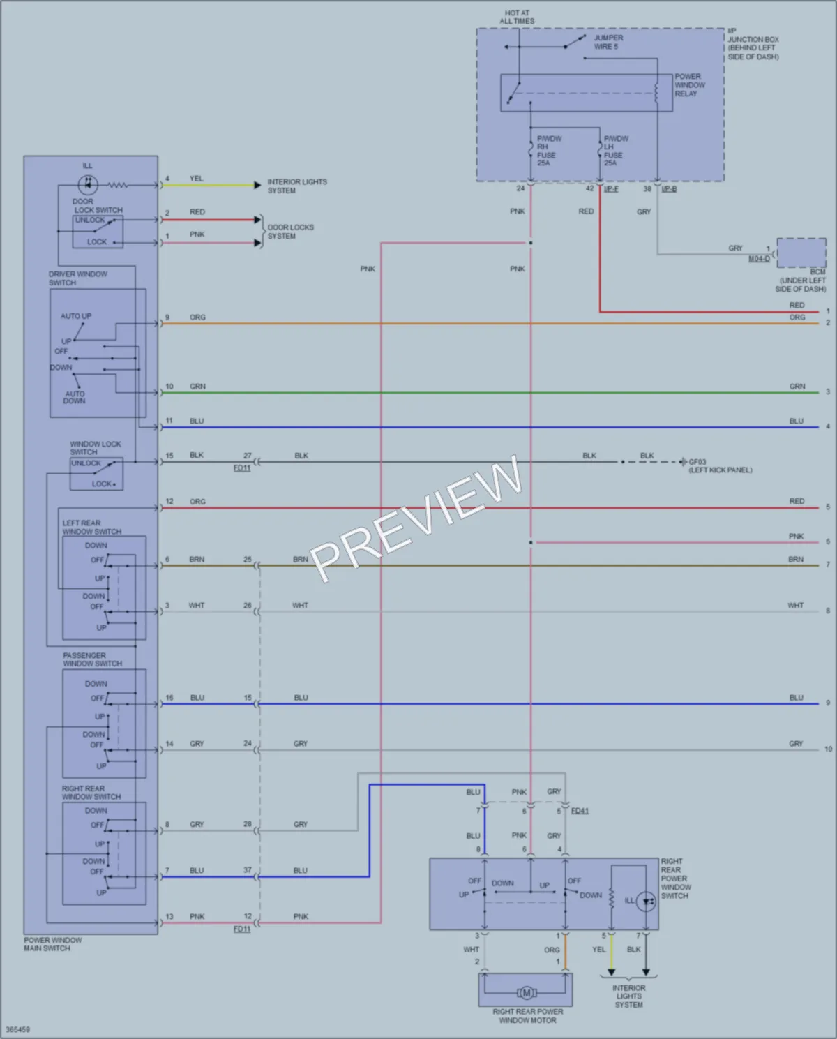 2012 Kia Rio5 Power Windows wiring diagram preview