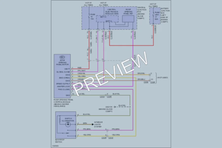 2012 LandRover LR2 Power Top Sunroof wiring diagram preview