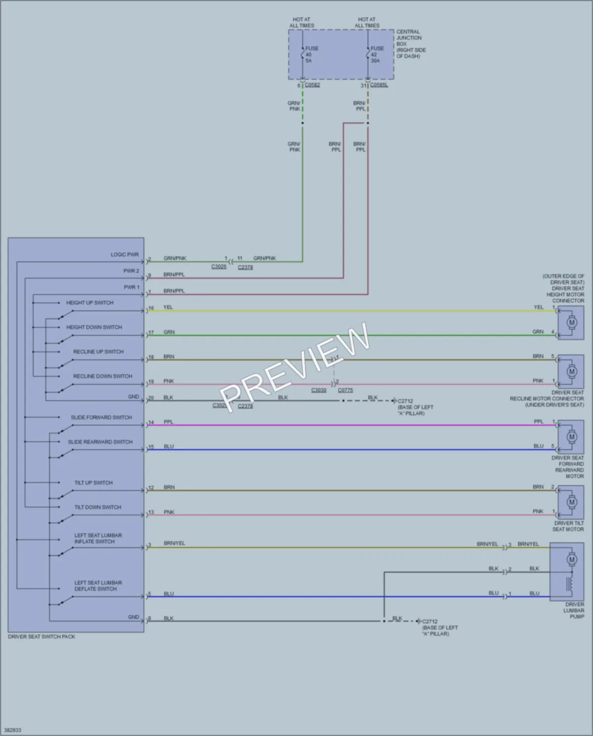 2012 LandRover LR4 Power Seats wiring diagram preview