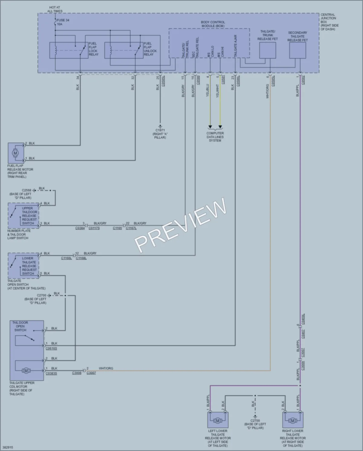 2012 LandRover LR4 Trunk Tailgate Fuel Door wiring diagram preview