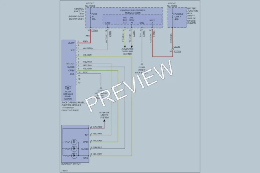 2012 LandRover RangeRover Power Top Sunroof wiring diagram preview