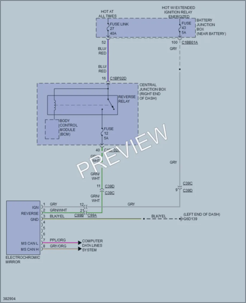 2012 LandRover RangeRoverEvoque Power Mirrors wiring diagram preview