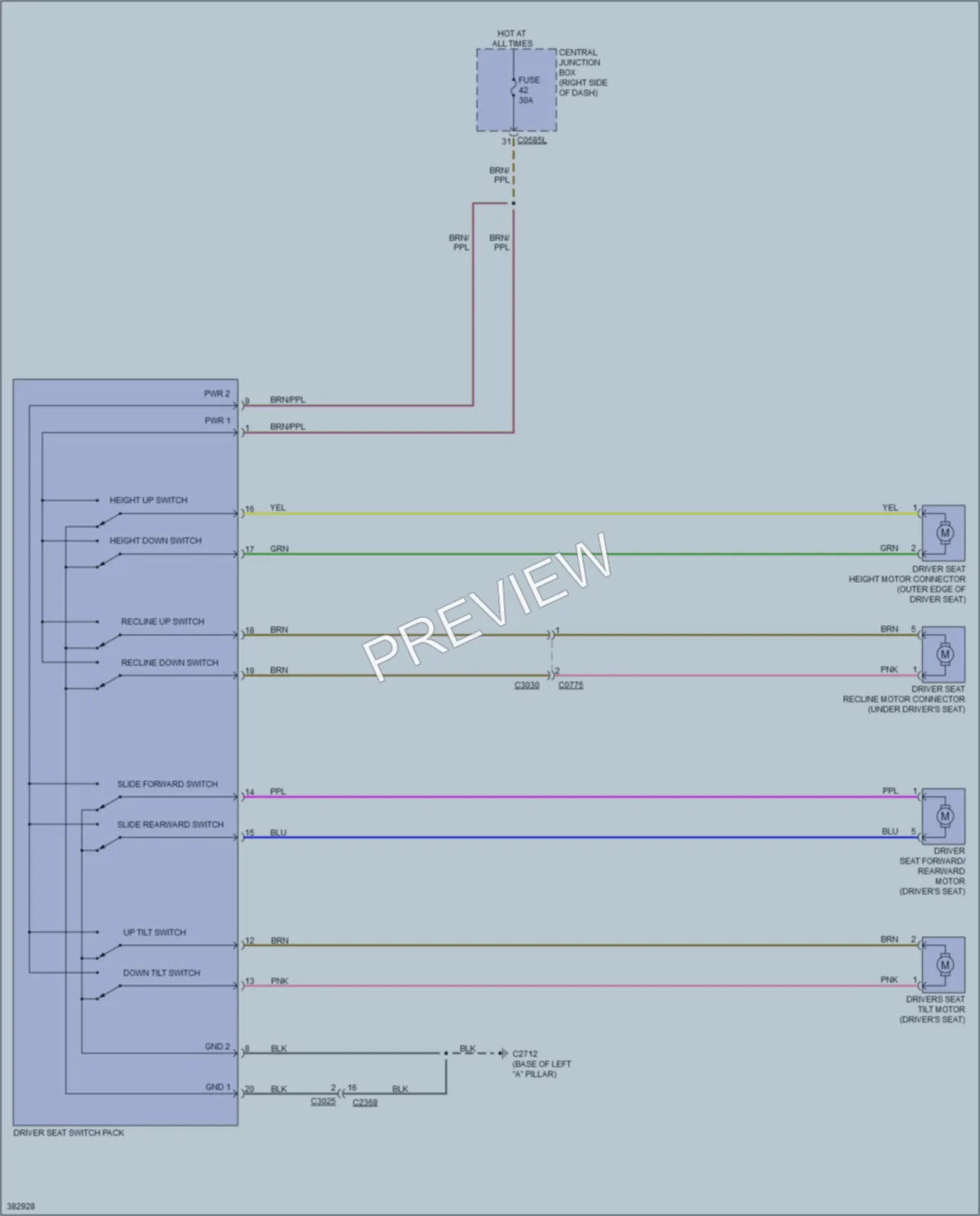 2012 LandRover RangeRoverSport Power Seats wiring diagram preview