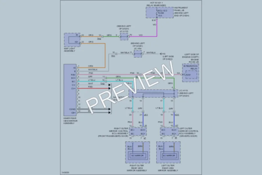 2012 Lexus CT200h Power Mirrors wiring diagram preview