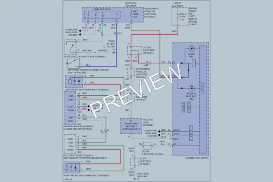 2012 Lexus HS250h Warning Systems wiring diagram preview