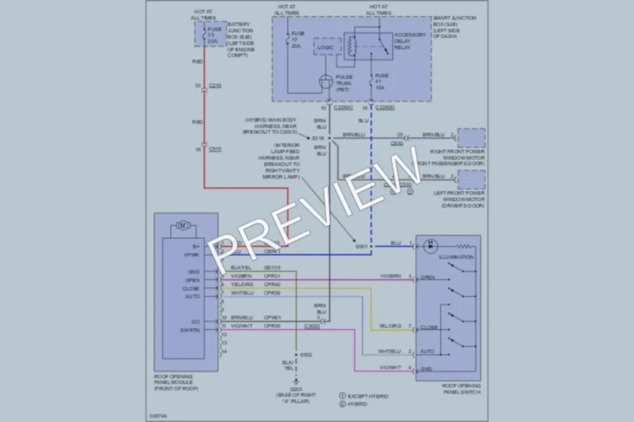 2012 Lincoln MKZ Power Top Sunroof wiring diagram preview