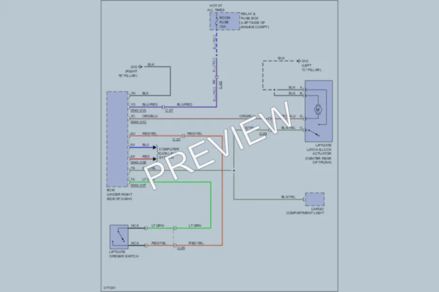 2012 Mazda 2 Trunk Tailgate Fuel Door wiring diagram preview