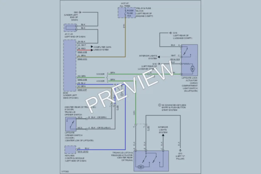 2012 Mazda 3 Trunk Tailgate Fuel Door wiring diagram preview