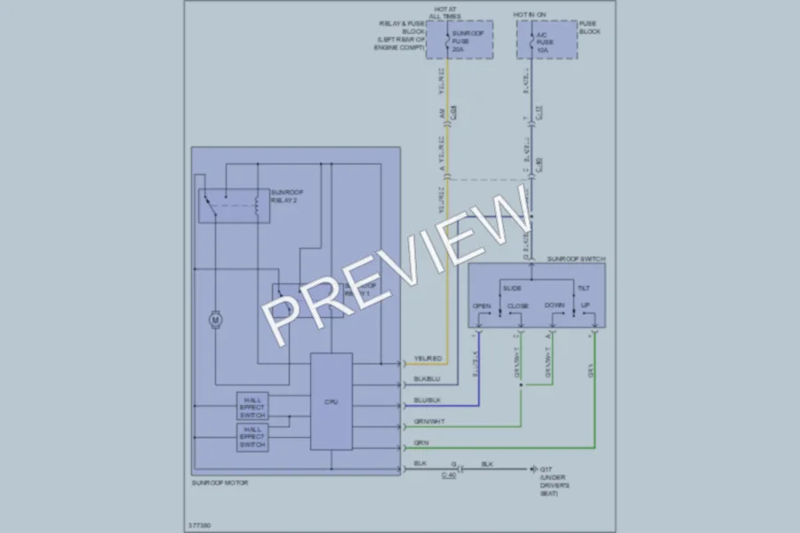 2012 Mazda 5 Power Top Sunroof wiring diagram preview