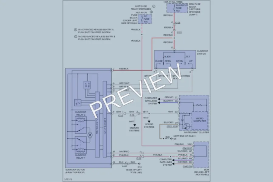 2012 Mazda 6 Power Top Sunroof wiring diagram preview