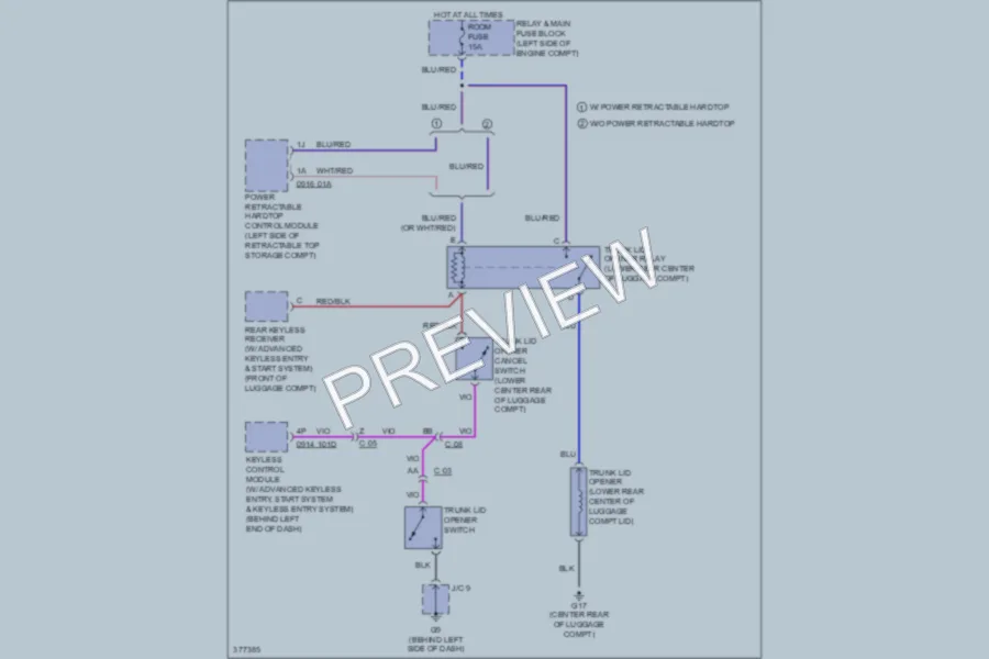 2012 Mazda MX5Miata Trunk Tailgate Fuel Door wiring diagram preview