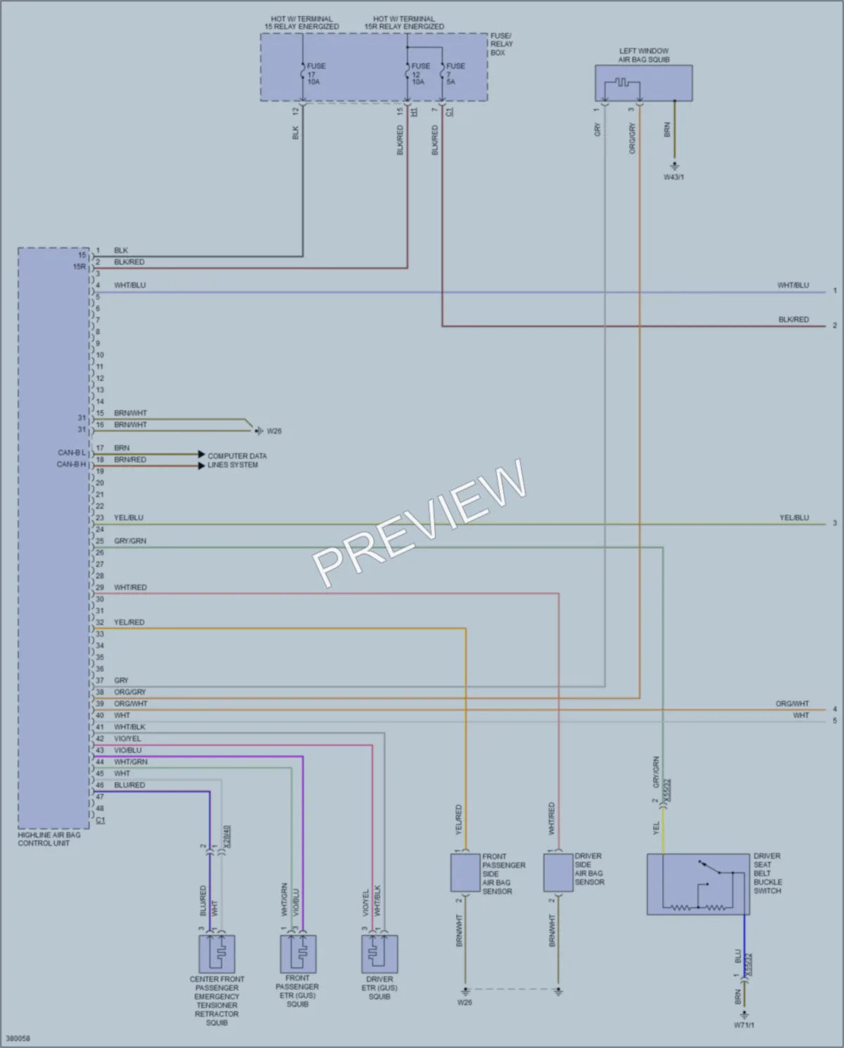 2012 MercedesBenz 2500Sprinter Supplemental Restraints wiring diagram preview