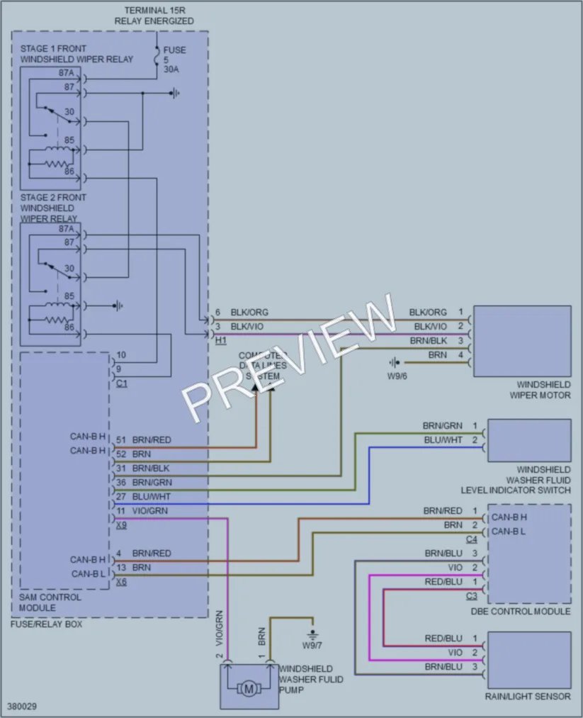 2012 MercedesBenz 3500Sprinter Wiper Washer wiring diagram preview