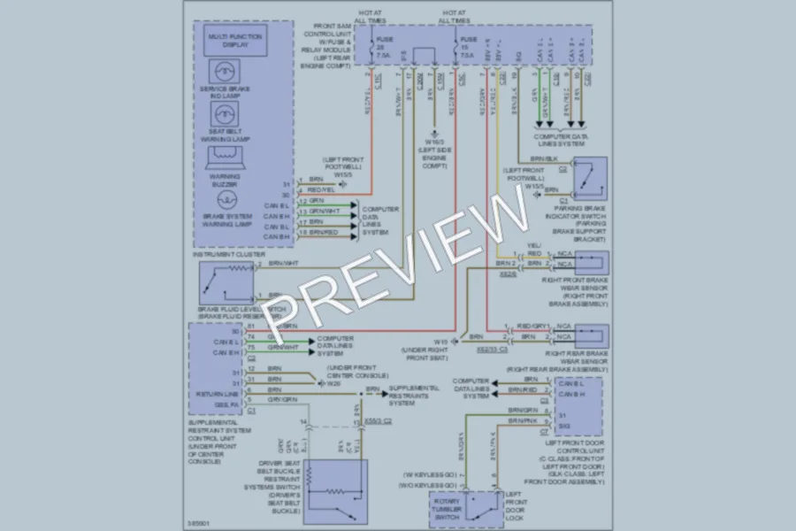 2012 MercedesBenz C250 Warning Systems wiring diagram preview