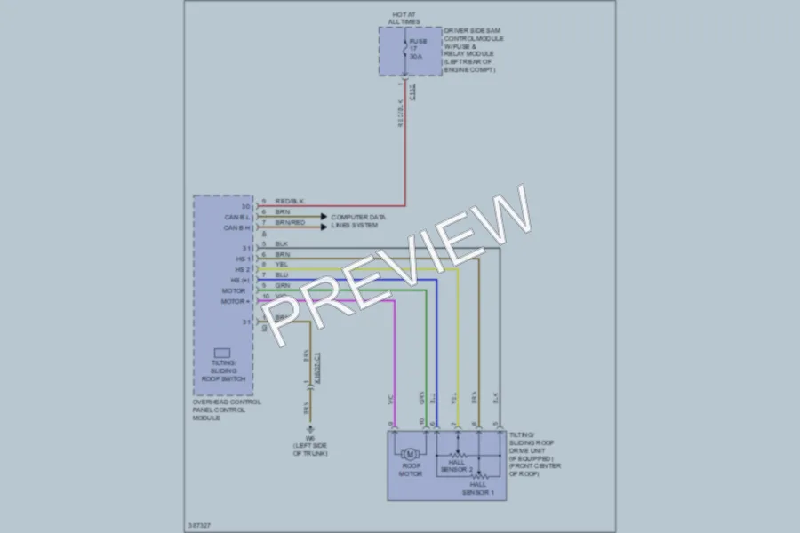 2012 MercedesBenz CLS550 Power Top Sunroof wiring diagram preview