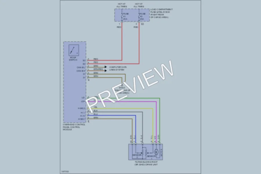 2012 MercedesBenz GL450 Power Top Sunroof wiring diagram preview