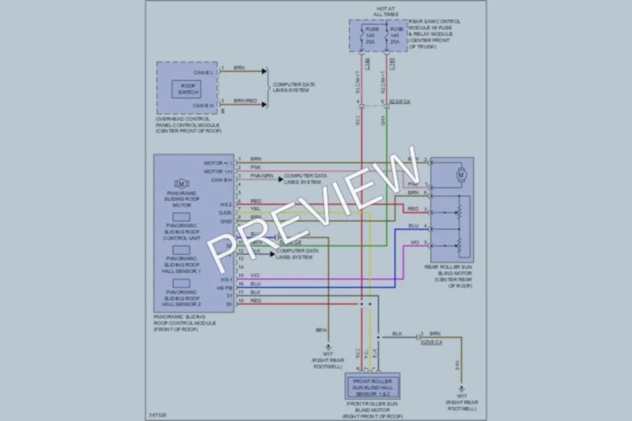 2012 MercedesBenz S350BLUETEC Power Top Sunroof wiring diagram preview