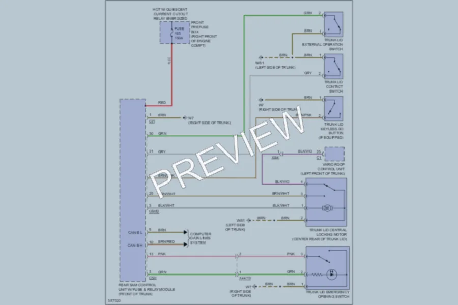 2012 MercedesBenz SLK350 Trunk Tailgate Fuel Door wiring diagram preview
