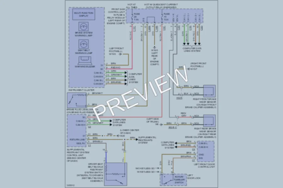 2012 MercedesBenz SLK350 Warning Systems wiring diagram preview