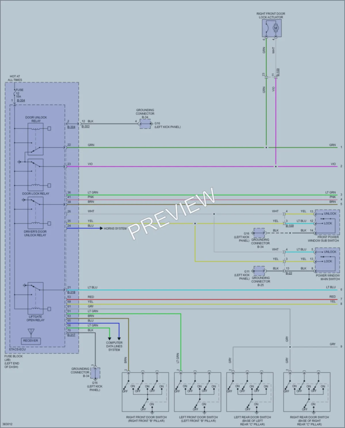 2012 Mitsubishi iMiEV Power Door Locks wiring diagram preview
