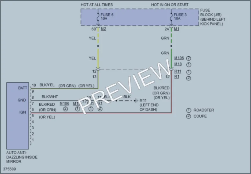 2012 Nissan 370Z Power Mirrors wiring diagram preview