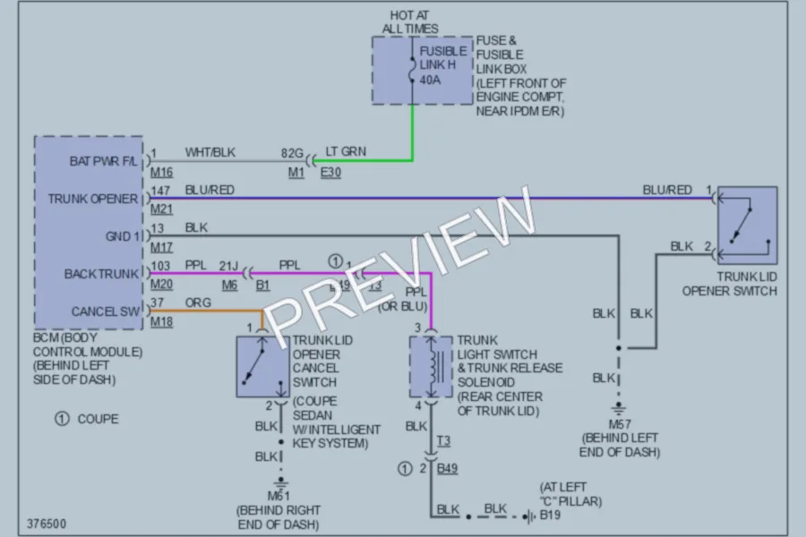 2012 Nissan Altima Trunk Tailgate Fuel Door wiring diagram preview