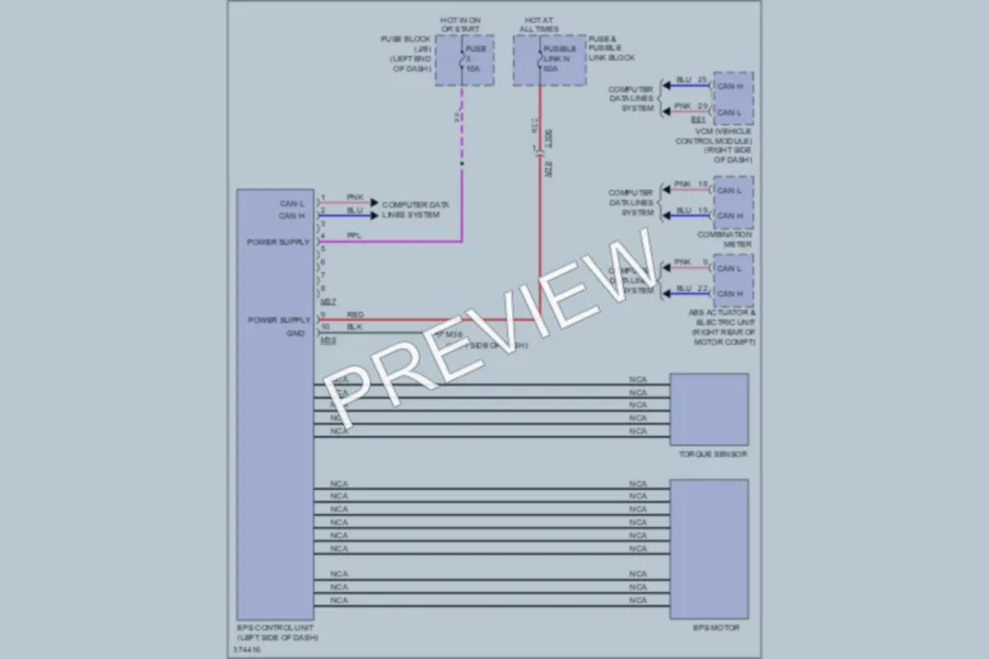2012 Nissan LEAF Electronic Power Steering wiring diagram preview
