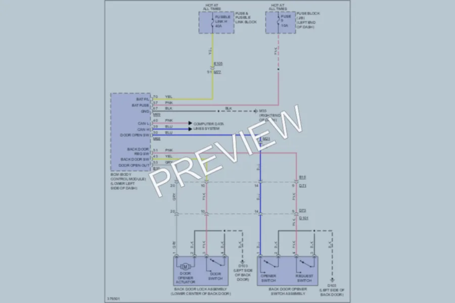 2012 Nissan LEAF Trunk Tailgate Fuel Door wiring diagram preview